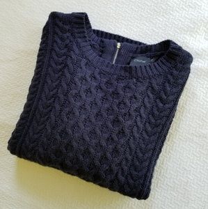 Cliché Couture Navy Blue Cable Knit Sweater with Back Zipper size Small